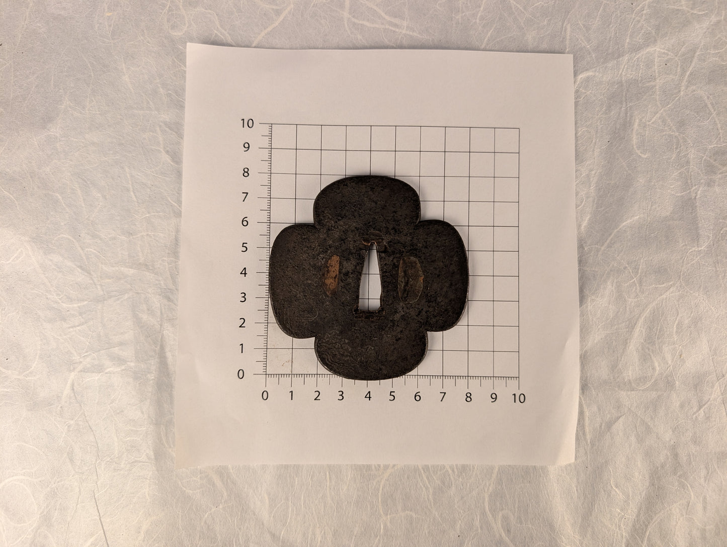 Mokko Iron Tsuba with Curling Line Motif – TS-121