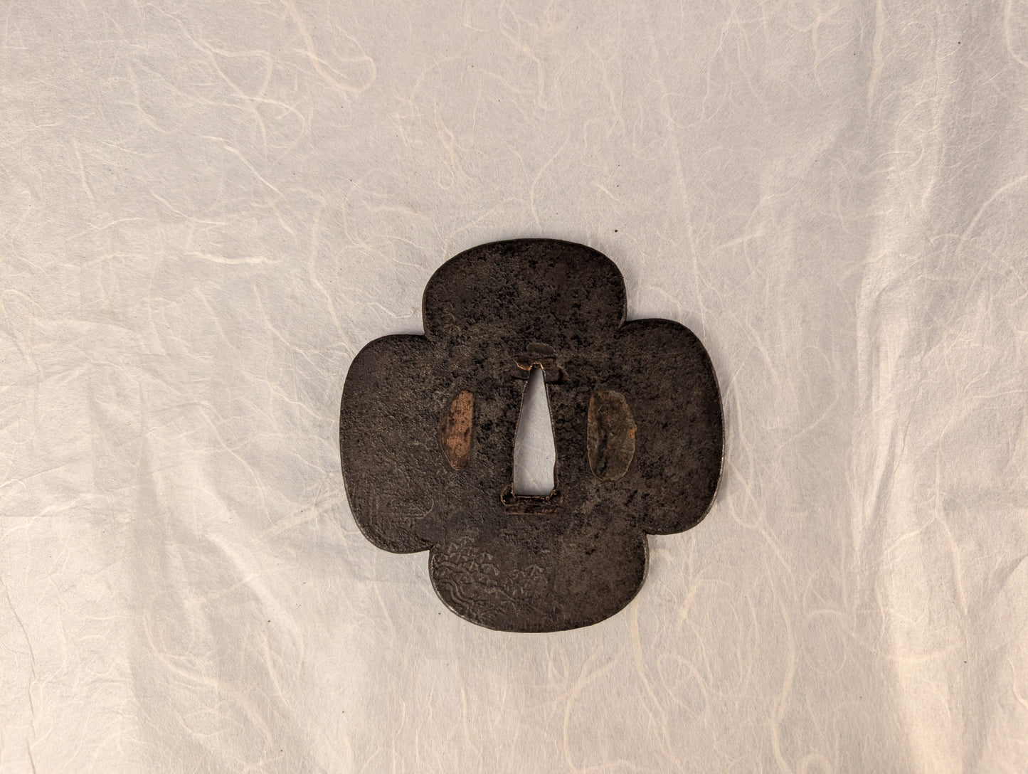 Mokko Iron Tsuba with Curling Line Motif – TS-121