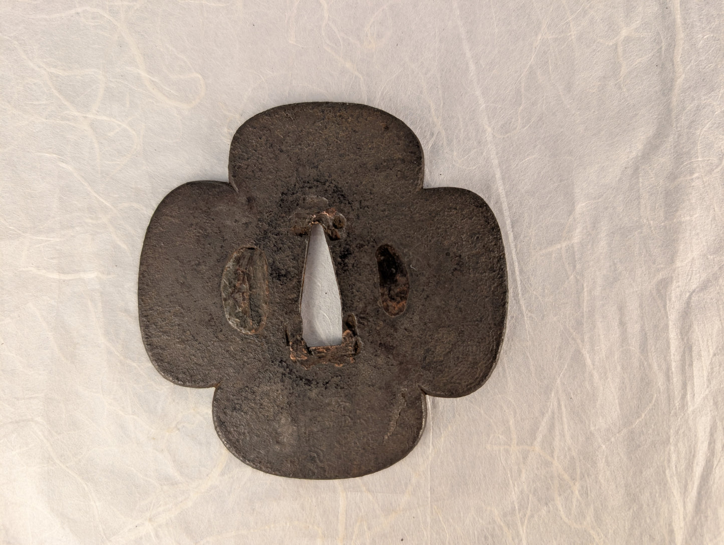 Mokko Iron Tsuba with Curling Line Motif – TS-121