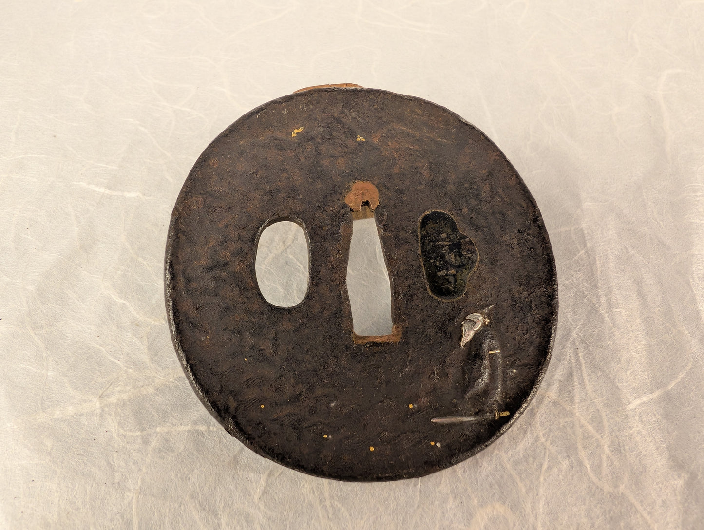 Iron Tsuba with Man Resting By Water - TS-122