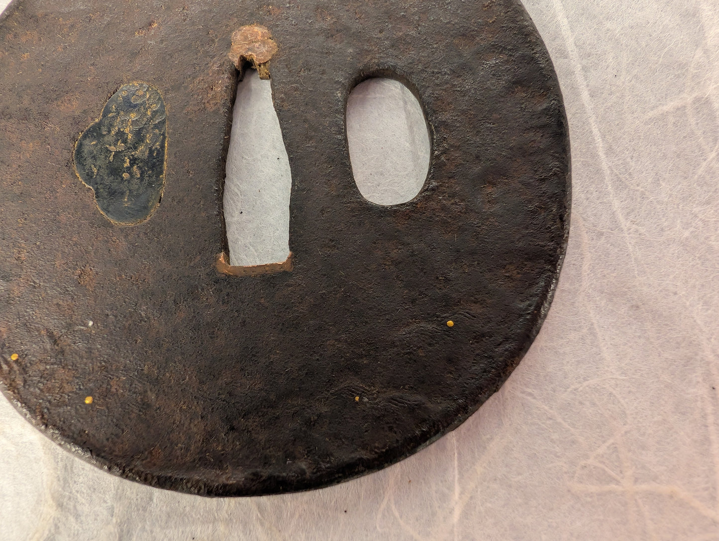 Iron Tsuba with Man Resting By Water - TS-122