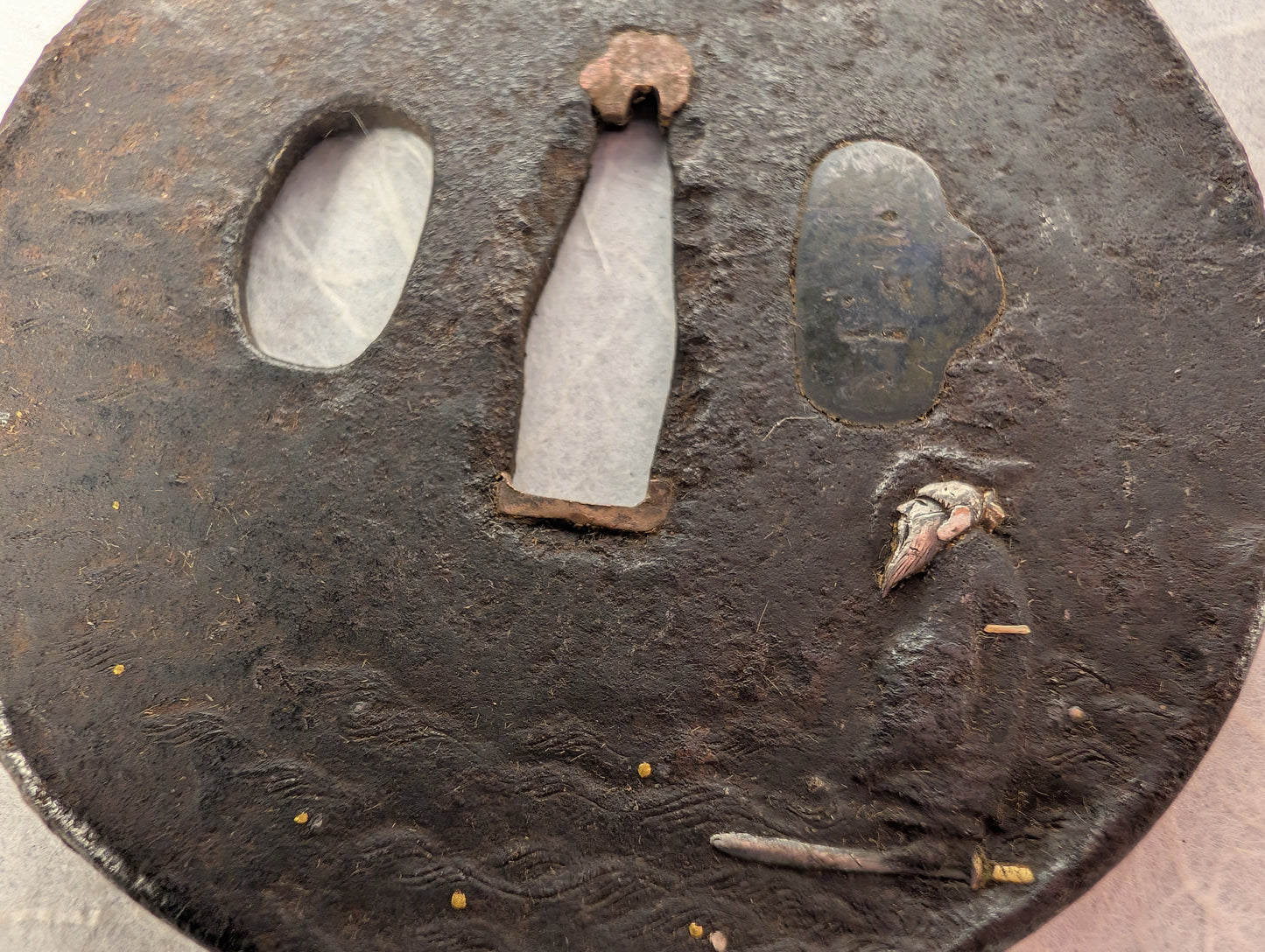 Iron Tsuba with Man Resting By Water - TS-122