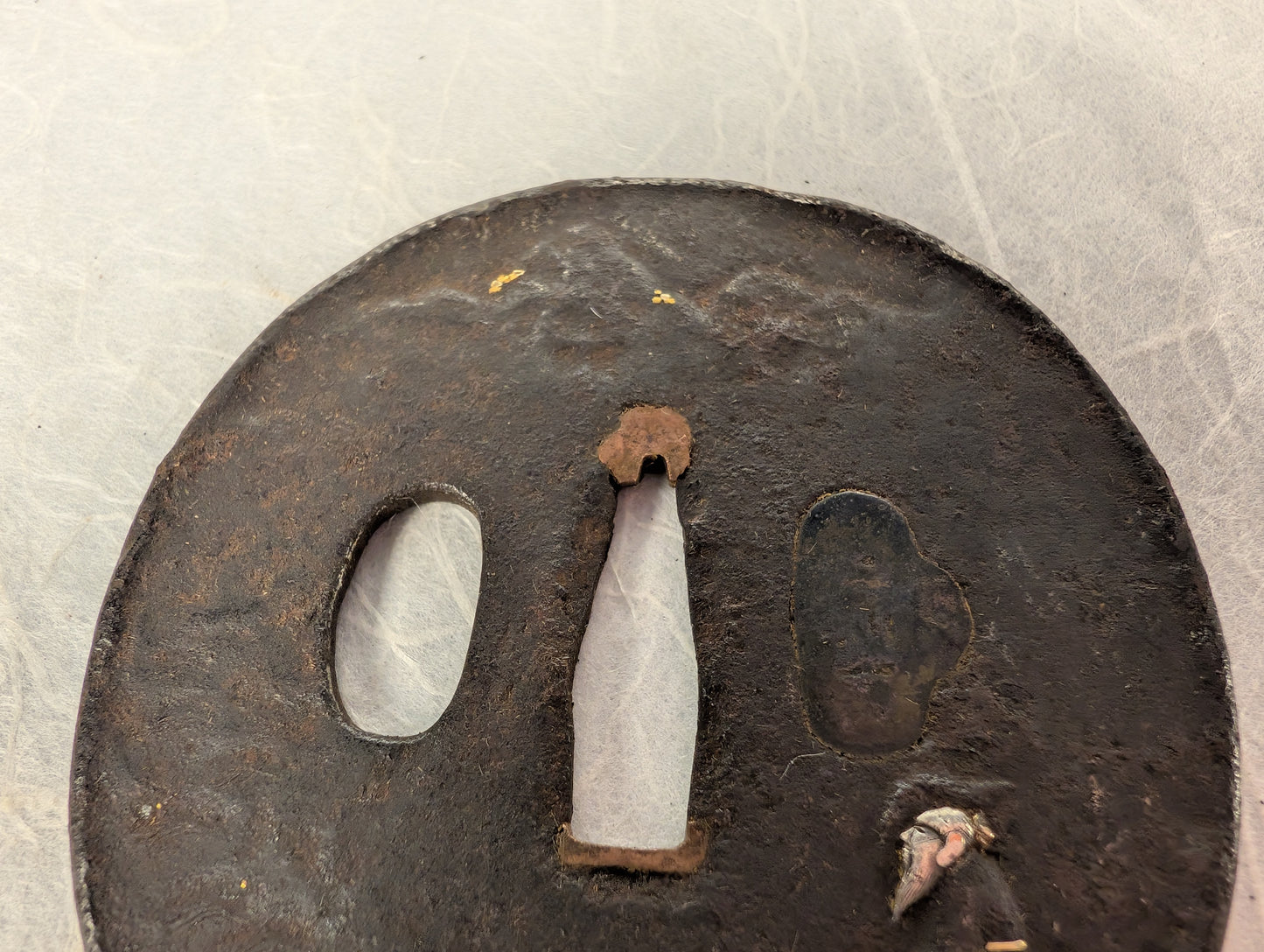 Iron Tsuba with Man Resting By Water - TS-122