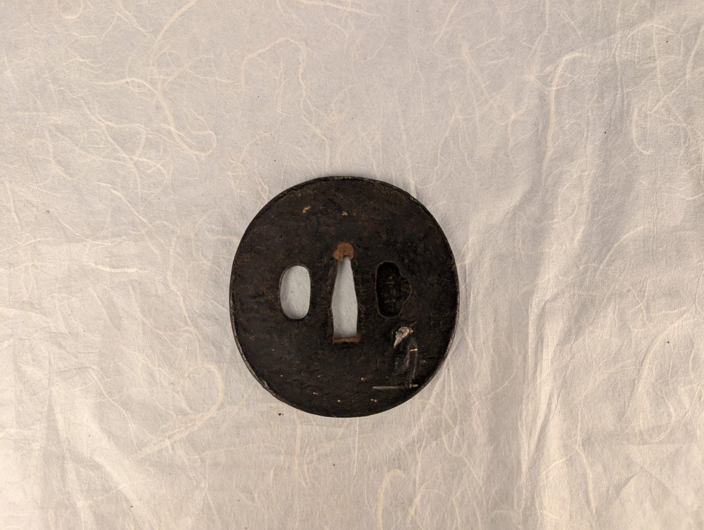 Iron Tsuba with Man Resting By Water - TS-122