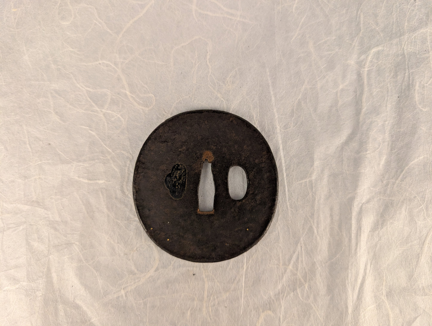 Iron Tsuba with Man Resting By Water - TS-122