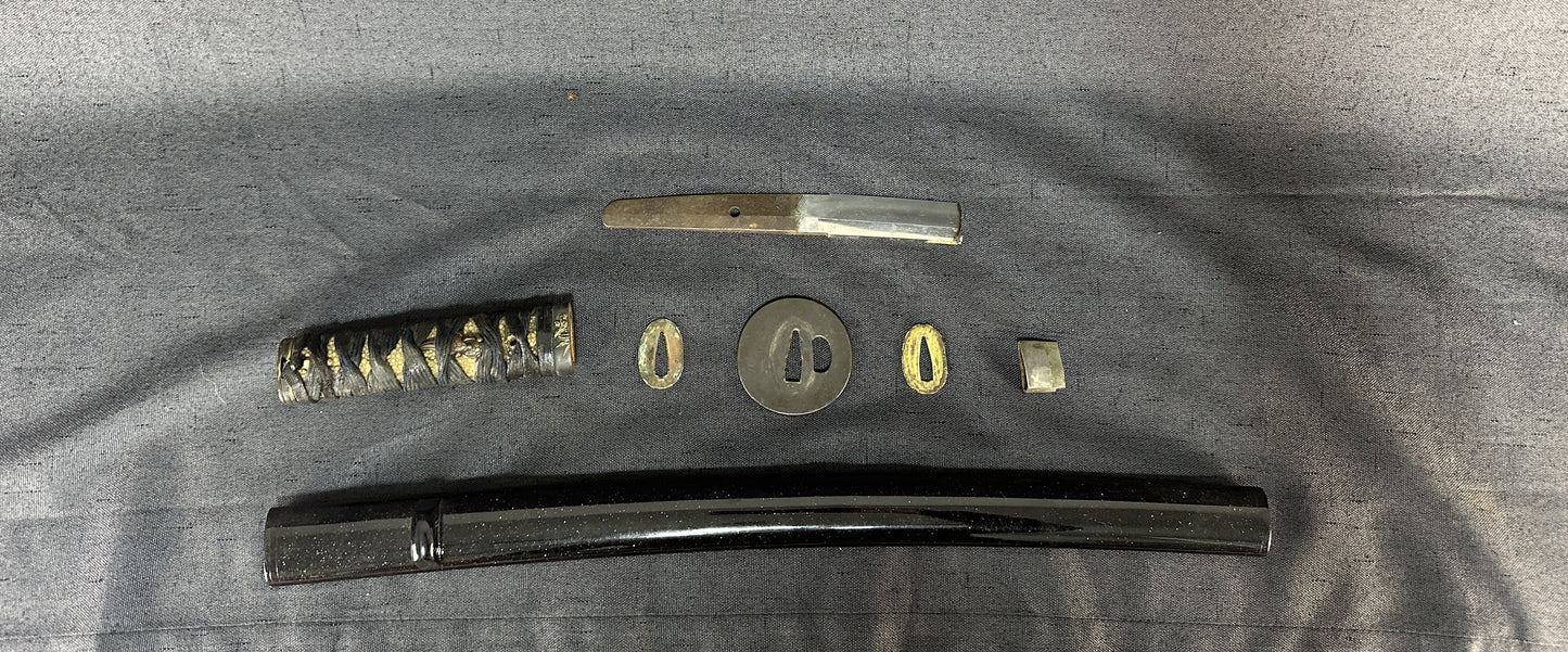 Mumei Broken Wakizashi in Koshirae with Bamboo, Reed and Turtle Motif Fittings – BB-003