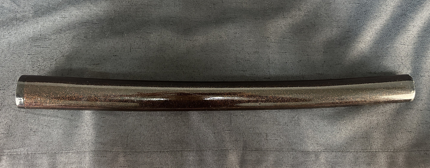 Broken Wakizashi -  Black Lacquer with Gold Highlights and Iron Tsuba – BB-005