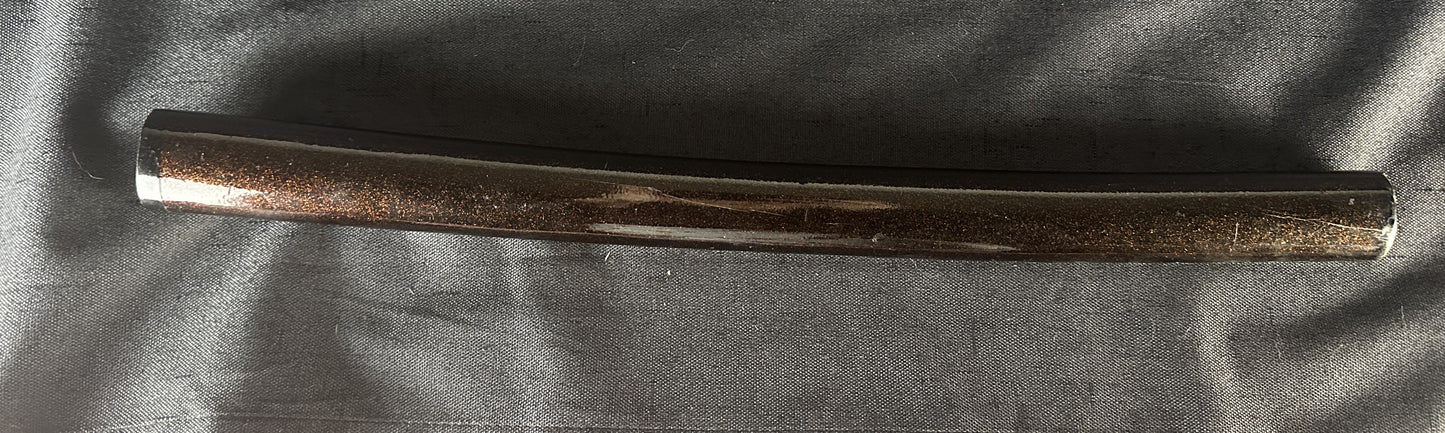 Broken Wakizashi -  Black Lacquer with Gold Highlights and Iron Tsuba – BB-005