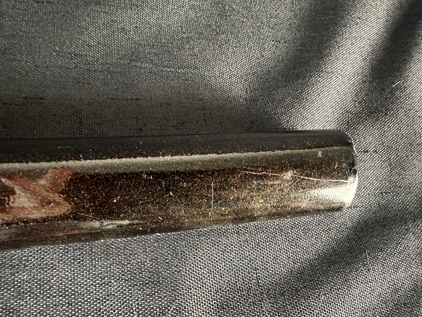 Broken Wakizashi -  Black Lacquer with Gold Highlights and Iron Tsuba – BB-005