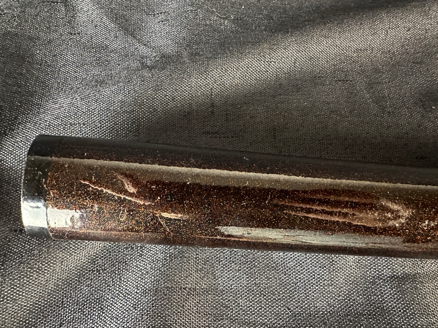 Broken Wakizashi -  Black Lacquer with Gold Highlights and Iron Tsuba – BB-005