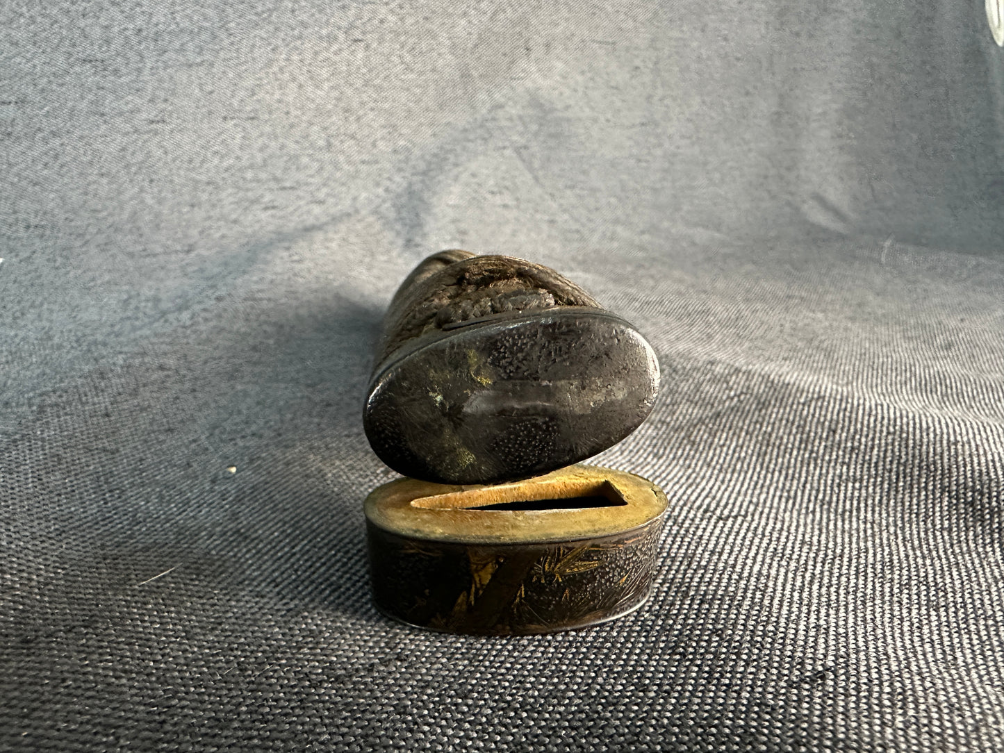 Broken Wakizashi -  Black Lacquer with Gold Highlights and Iron Tsuba – BB-005