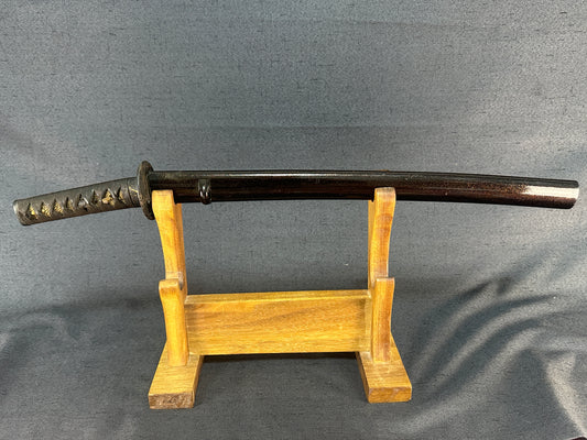 Broken Wakizashi -  Black Lacquer with Gold Highlights and Iron Tsuba – BB-005