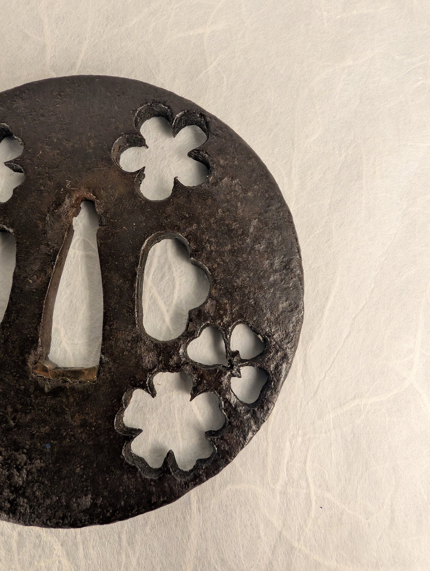 Iron Tsuba with Plum Blossom Sukashi Design – TS-029