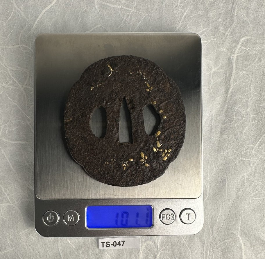 Iron Tsuba with Insects and Plants – TS-047