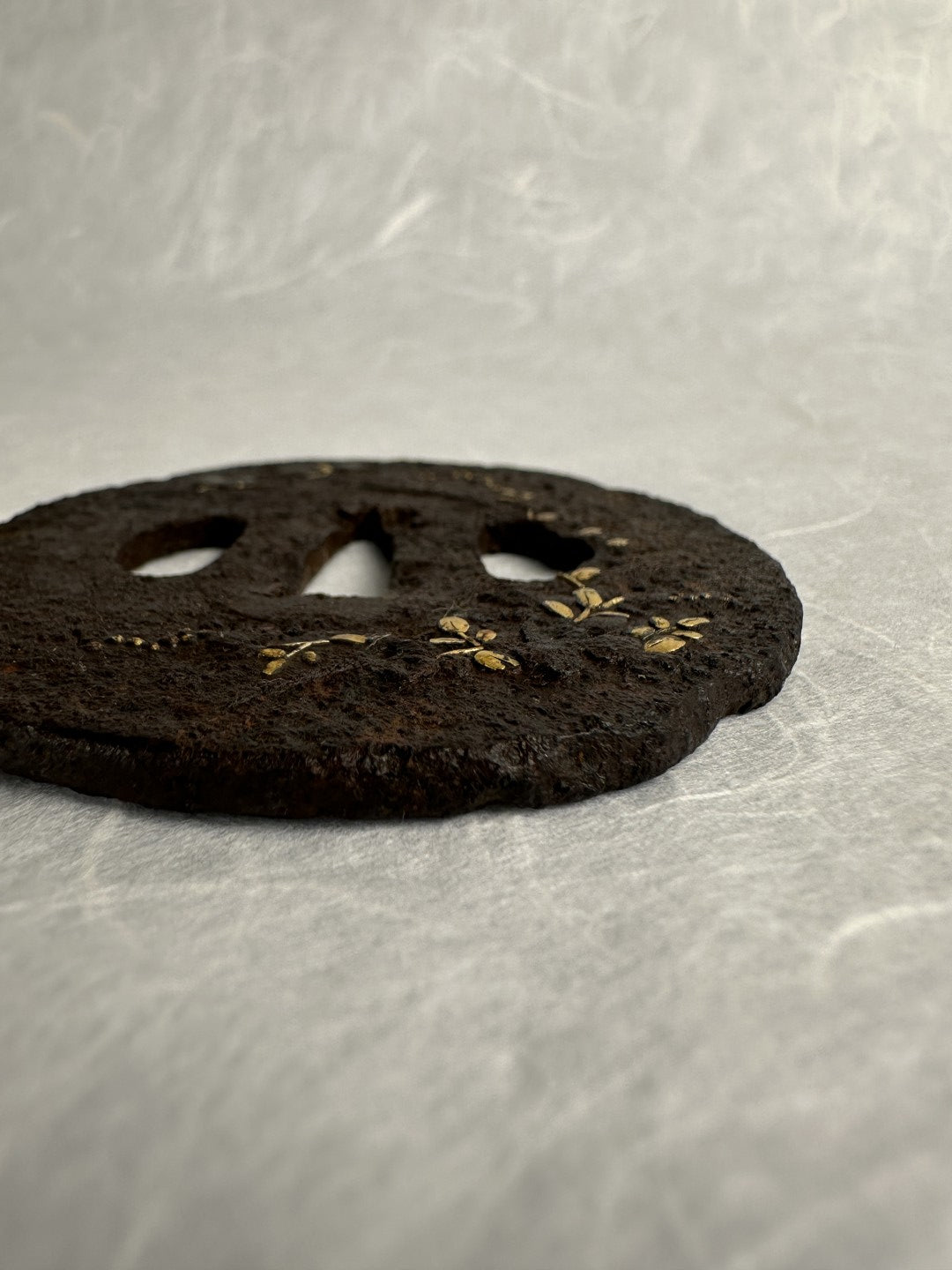 Iron Tsuba with Insects and Plants – TS-047