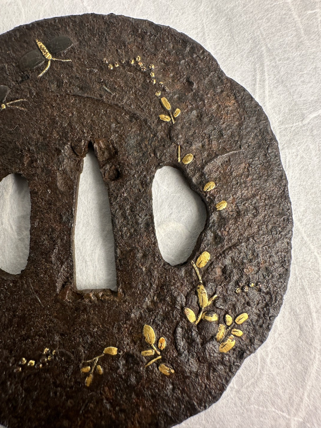 Iron Tsuba with Insects and Plants – TS-047