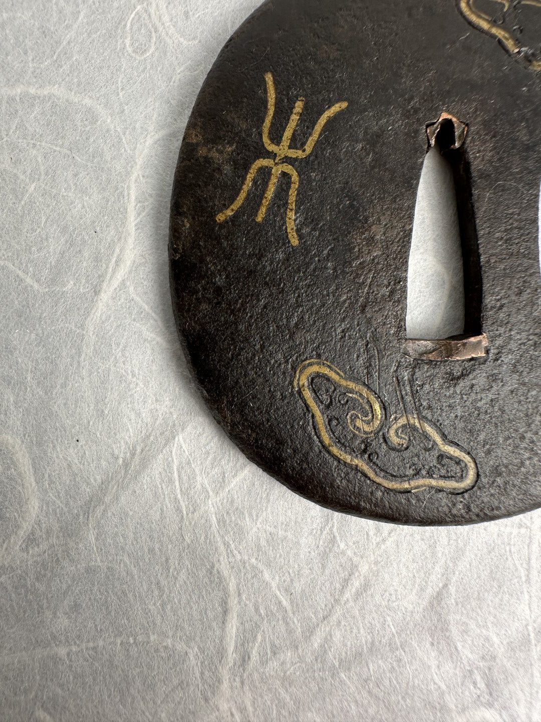 Iron Tsuba with Seal Script Inlay – TS-063