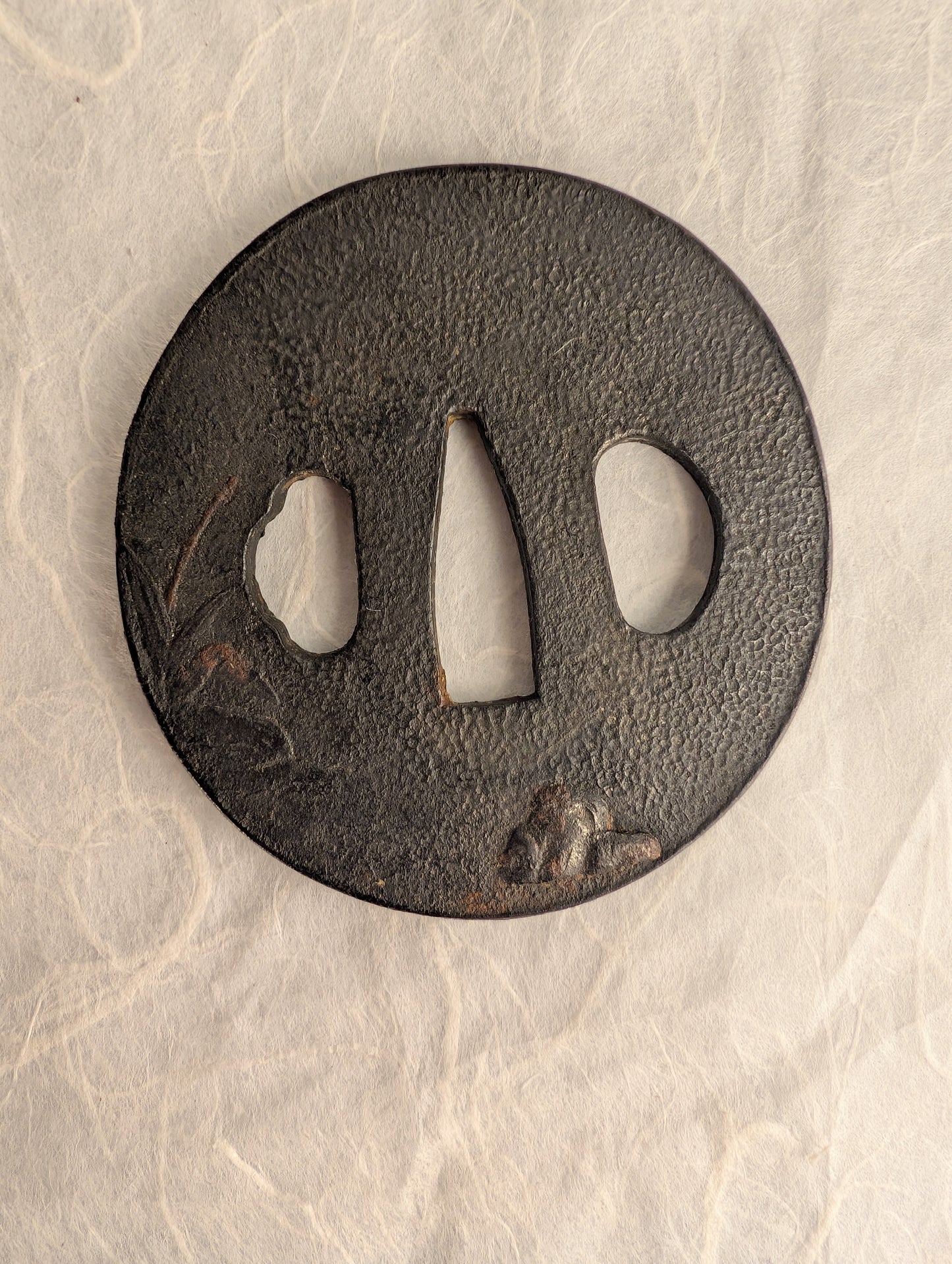 Iron Tsuba with Rabbit Among Grasses – TS-064