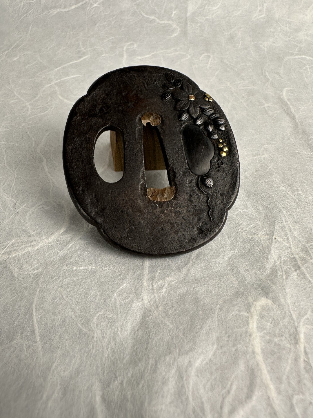 Iron Tsuba with Spray of Flowers – TS-065