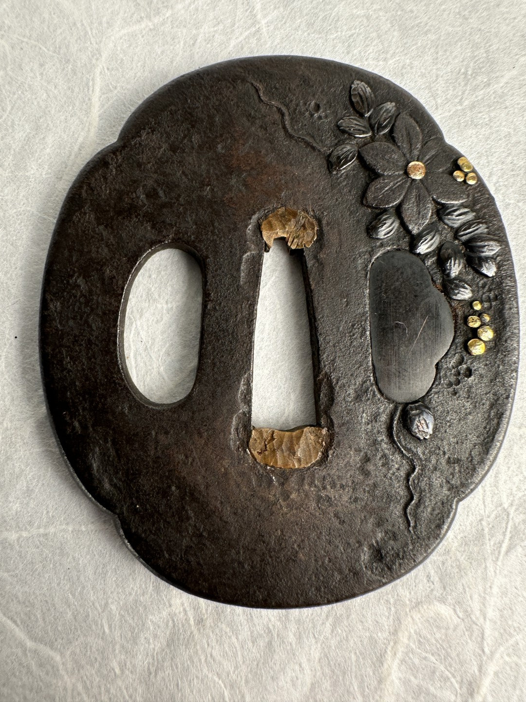 Iron Tsuba with Spray of Flowers – TS-065