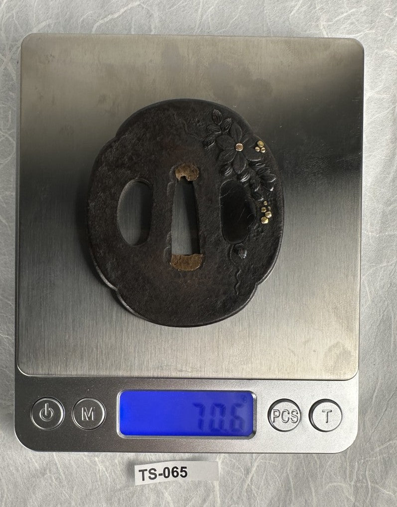 Iron Tsuba with Spray of Flowers – TS-065