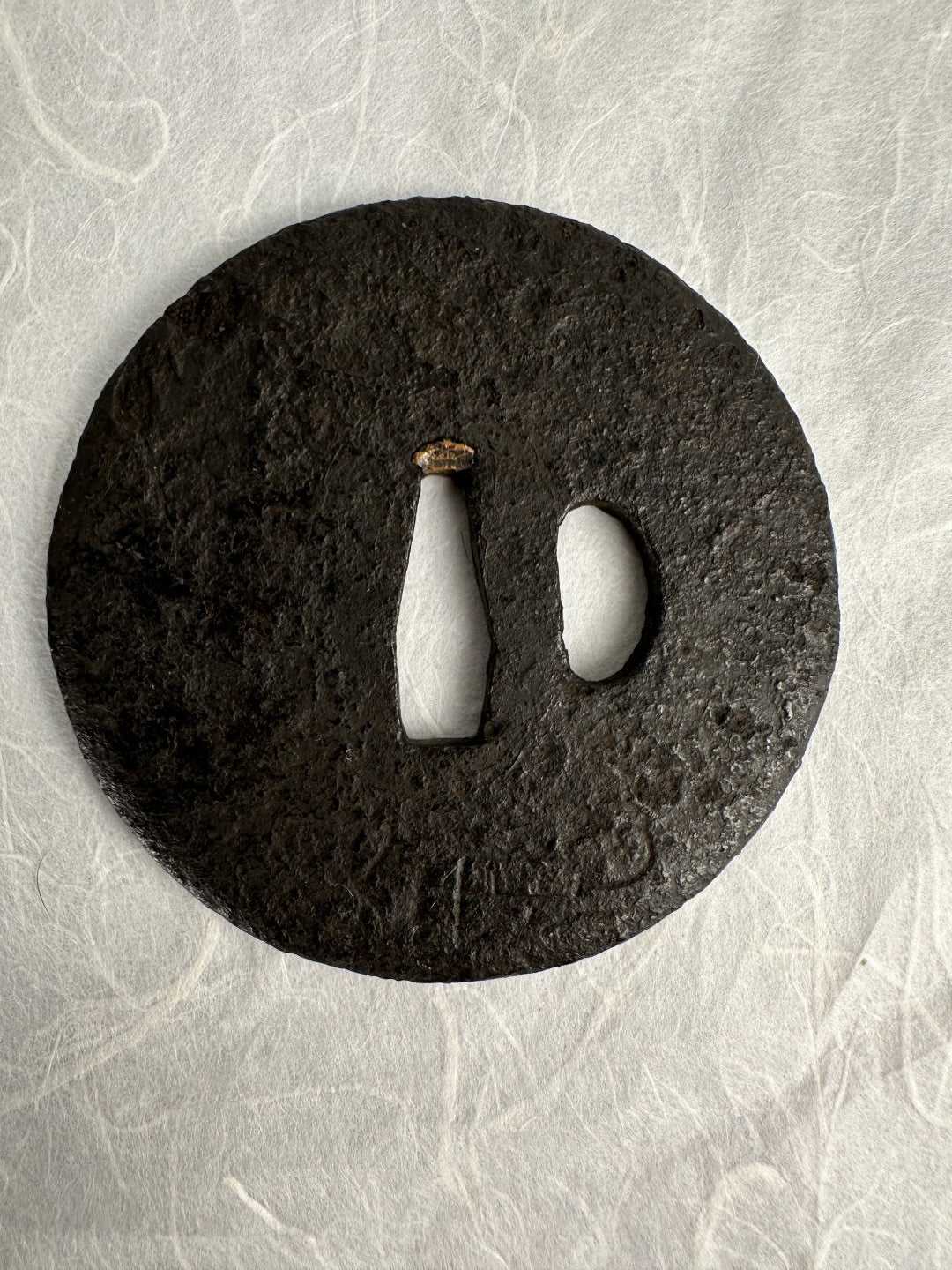 Iron Tsuba with Bamboo, Blooms and Geometric Shapes – TS-066