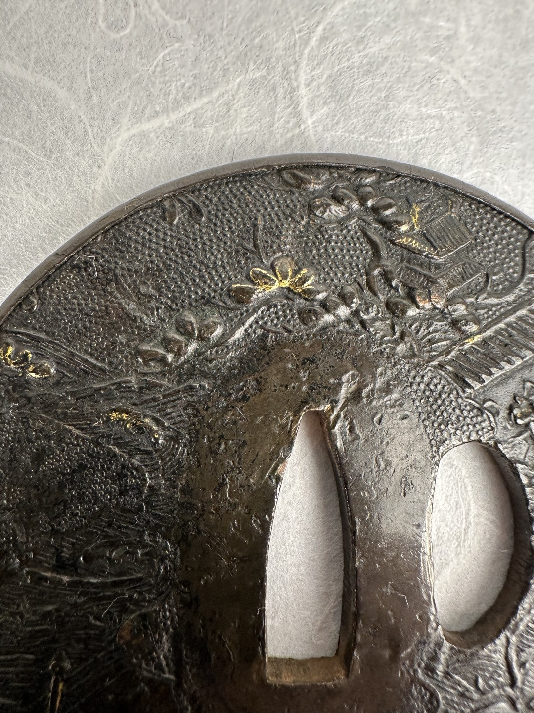 Iron Tsuba with Sprawling Temple Scene – TS-070