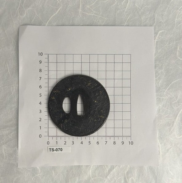 Iron Tsuba with Sprawling Temple Scene – TS-070