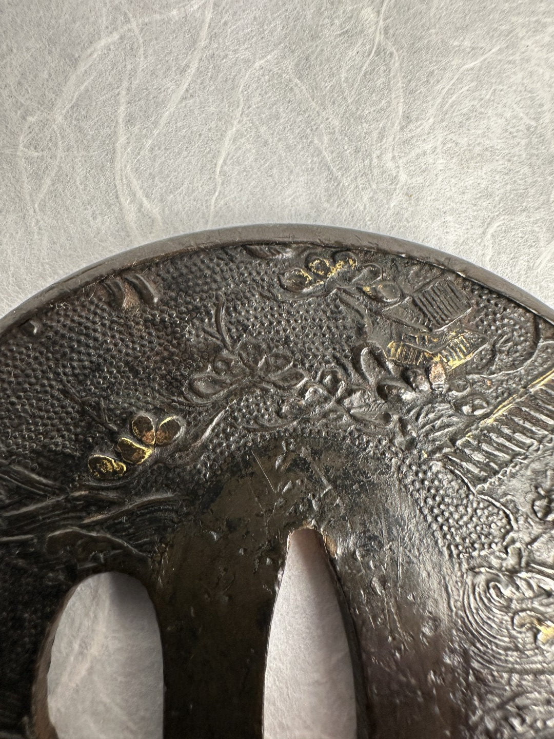 Iron Tsuba with Sprawling Temple Scene – TS-070