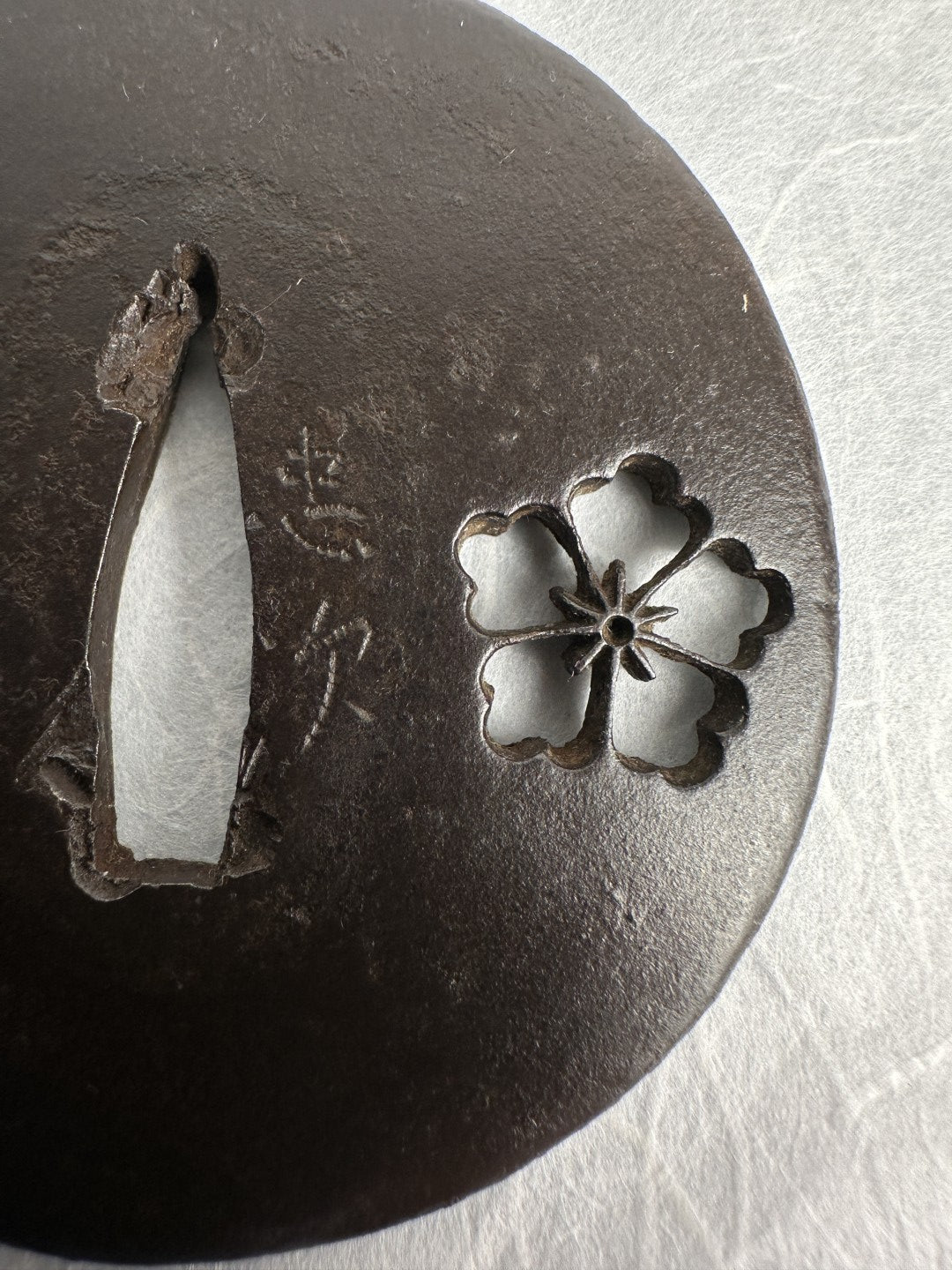 忠次 - Tadatsugu - Iron Tsuba with Sukashi Sakura Blossoms – TS-071